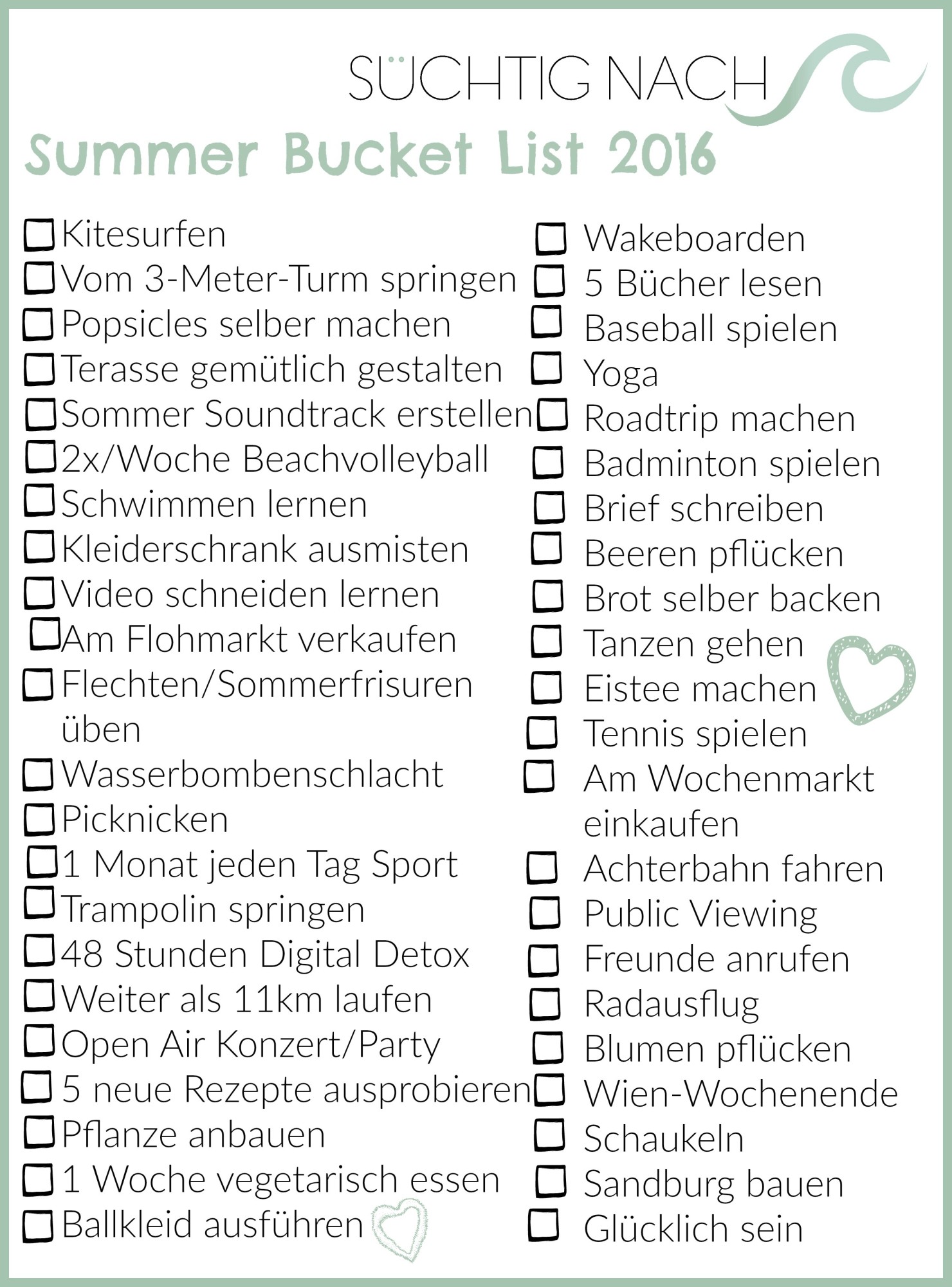 Meine Summer Bucket List 2016. - suechtignach.at